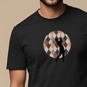 Golf Swing T-Shirt, Argyle Pattern, Organic Cotton Unisex Tee