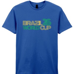 Brazil Retro Style World Cup 26 T-Shirt. Unisex Cotton Football Tee image 4