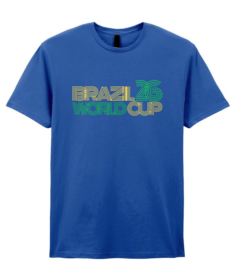 Brazil Retro Style World Cup 26 T-Shirt. Unisex Cotton Football Tee image 4