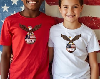 Koszulka dziecięca Mistrzostw Świata USA 2026: Piłka nożna American Eagle, bawełna organiczna