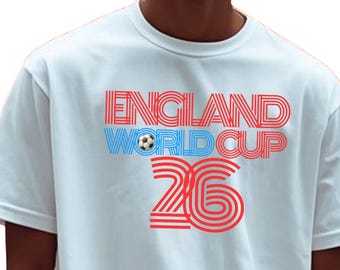Retro England Football T-Shirt. World Cup 26 Unisex Cotton Tee