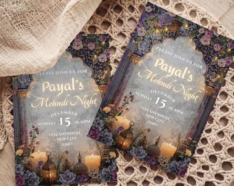 Mehndi Sangeet Mayoun Invitation: Editable Indian Wedding Digital Canva Template. Printable Invite