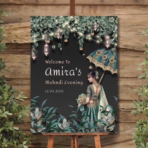 Editable Indian Wedding Welcome Sign | Mehndi Sangeet Holud Dholki Decor | Digital Download | Canva Template | Desi Wedding Sign