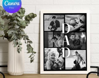 Personligt fotokollage för fars dag: Utskrivbar födelsedagspresent till pappa (digital nedladdning)