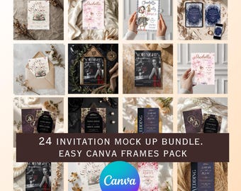 Canva Invitation Mockup Template | Modern Boho, Art Deco Designs (Digital)