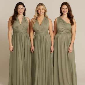 Khaki Grün Multiway Brautjungfer Kleid
