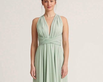fossil green bridesmaid dresses Wedtrend Women Eucalyptus Bridesmaid Dress with Pocket A Line Lace-Up Back  Corset Pleated Satin Wedding Party Guest Dress – WEDTREND main image 0