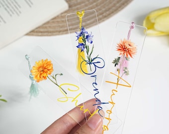 Segnalibro personalizzato con fiori di nascita: segnalibro acrilico personalizzato con nappa