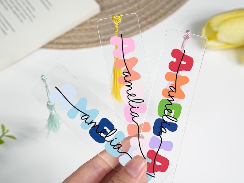 Bookmark Cursive Personalized Bookmark With Custom Name, Acrylic Bookmark With Tassel ...