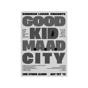Kendrick Lamar GoodKid MaadCity - Black & White Print, Hip Hop Wall Art, Home Decoration, Gift for Music Lovers