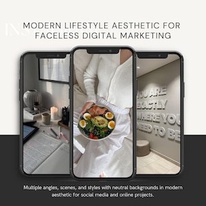 Pinterest-ready That Girl aesthetic stock image with faceless female figure and chic lifestyle setup