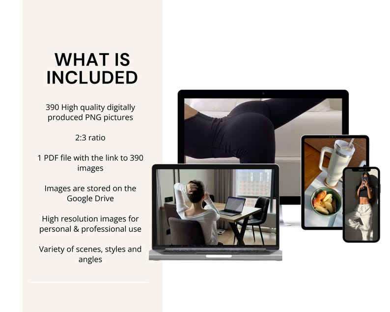 That Girl lifestyle stock image showing faceless woman in neutral outfit using laptop, perfect for Instagram branding