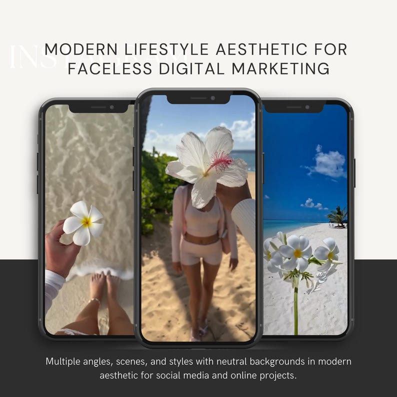 Digital download of luxury beach and travel stock footage for faceless social media videos