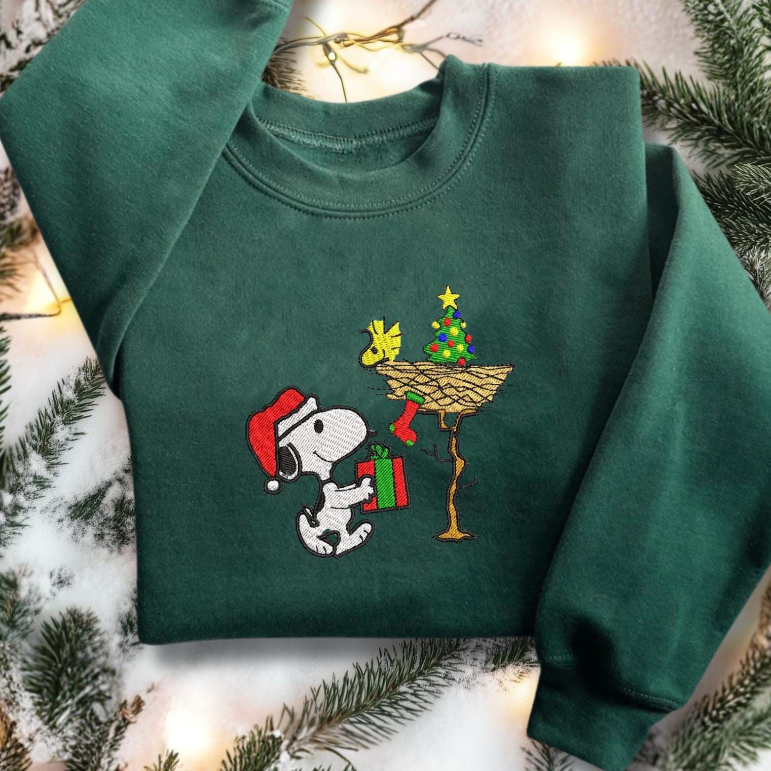 Sweat Noël Peanuts Charlie Brown Snoopy - Unisexe Taille L - Rouge Col Rond - Occasion