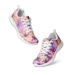 Sunset Vibes Men’s Athletic Shoes – Tropical Beach Print Sneakers