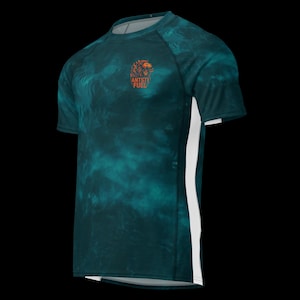Dark Teal Abstract Men’s Rash Guard – All-Over Print Athletic Long Sleeve Shirt