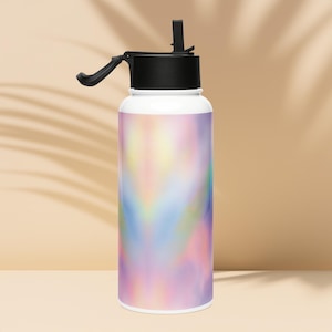 Stainless steel water bottle with a straw lid