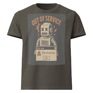 Out of Service Roboter-T-Shirt - Übergroßes Glitch-Shirt | "Error Message ""Vintage Aesthetic""."