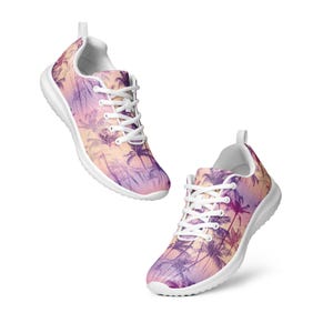 Sunset Palm Tree Women’s Athletic Shoes – Tropical Beach Vibes Sneakers