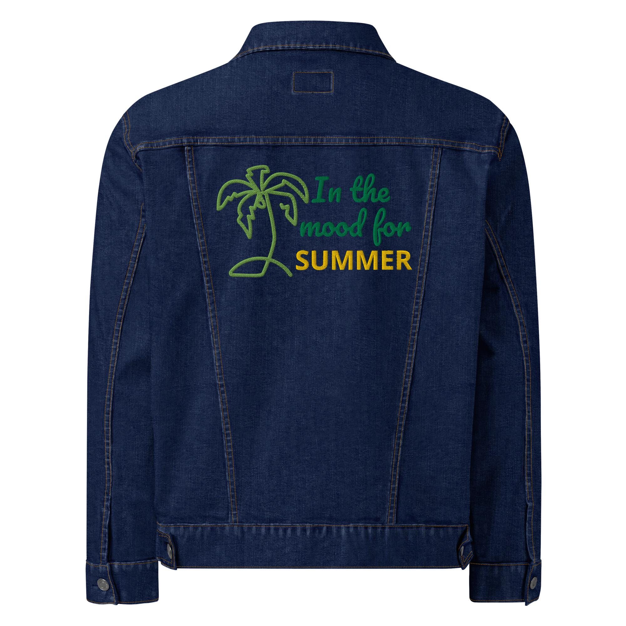 In the Mood for Summer Palm Tree Denim Jacket Unisex Embroidered