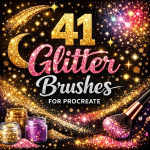 41 Glitter Brushes for Procreate | Digital Sparkle & Shimmer Brush Pack for iPad