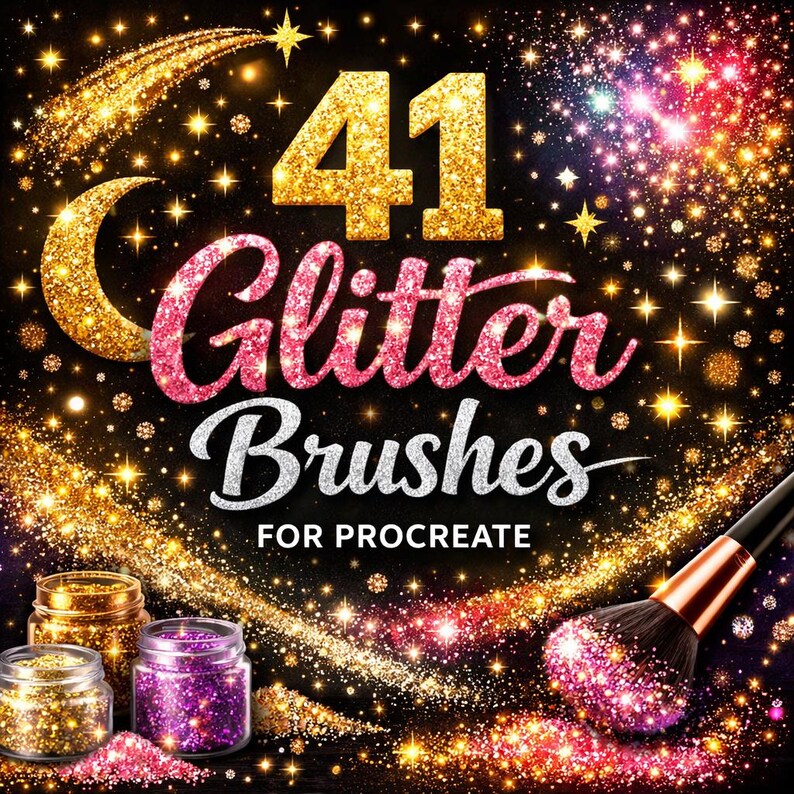 41 Glitter Brushes for Procreate | Digital Sparkle & Shimmer Brush Pack ...