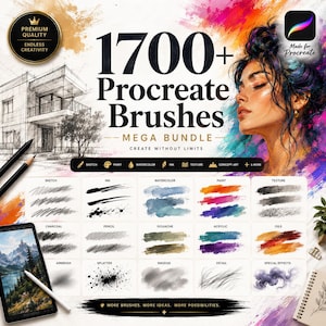 1700+ Procreate Brushes Mega Bundle | Digital Art Tools for iPad & Apple Pencil | instant Access