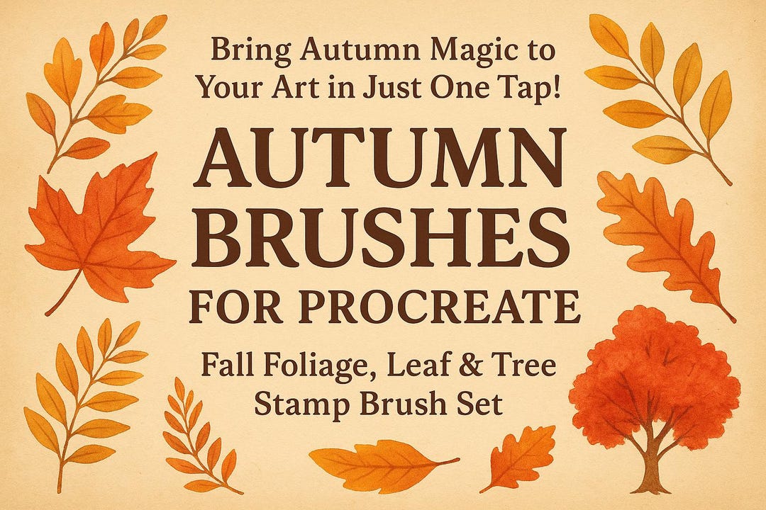 Autumn Brushes for Procreate – Fall Foliage, Leaf & Tree Stamp Brush ...