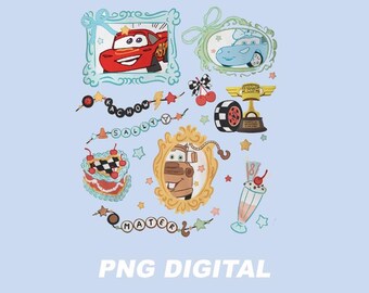 Coquette Cars Bow PNG, Lightning McQueen Friends Bracelet Design, Car Birthday Digital Download