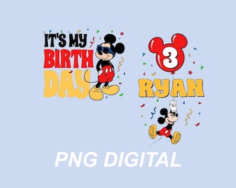 Micky Maus Geburtstagskind, Name Alter Shirt, personalisierter Kinder Geburtstag digitaler Download