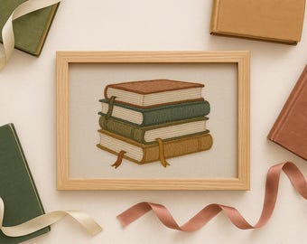 Gestickter Bücher-Kunstdruck: Klassische Literatur Galeriewand (Digitaler Download)