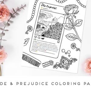 P&P Collection 1 | Pride and Prejudice Social Media Coloring Pages | Jane Austen | Darcy | Elizabeth | Jane | Bingley | Regency Era