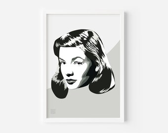 Lauren Bacall Art Print: Vintage Hollywood Film Noir Portrait