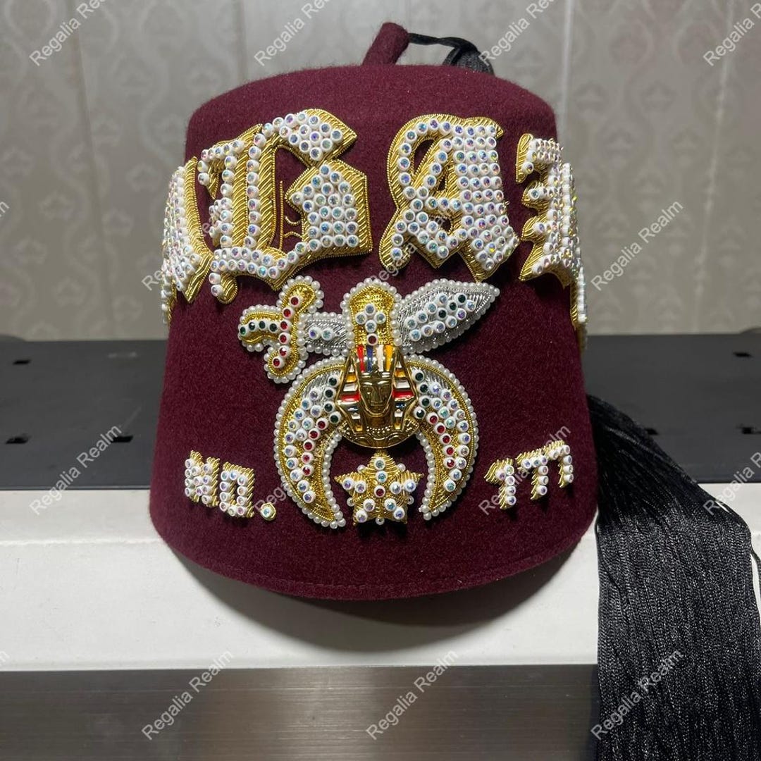 Royal Style Kabala Temple Fez, Custom Hand Embroidered 5 Row Fez for ...