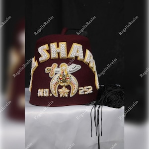 Shriner Hand Embroidered Fez – Custom Headwear with Temple Name & Number | Fez Shriner Hand Embroidered Excellence