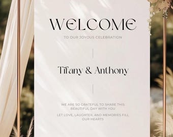 Elegant Wedding Welcome Sign template Canva, Modern Welcome Wedding Sign, Editable Wedding Signage, Printable, Canva INSTANT Download