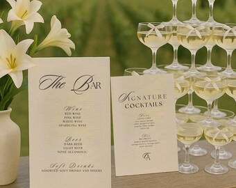 Wedding Bar Drinks Menu Template | Bar Menu & Signature Cocktail Sign – Canva Wedding Bar  Template – Editable Drink Sign Design Digital