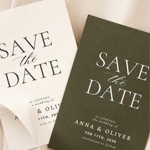 Elegante Minimalistische Save the Date Einladung Hochzeit Save the Date Karte Moderne Typografie mit Initialen Hochzeitsansage einladen