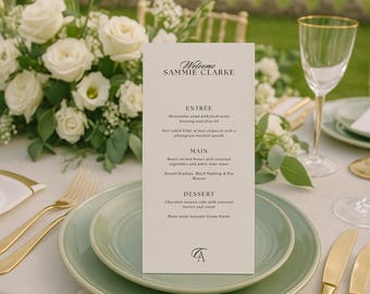 Personalized Wedding Menu Template with Guest Names | Editable Canva Design | Elegant Printable Dinner Menu for DIY Weddings | Élyse