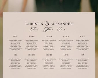 Elegant Seating Chart Template | Editable Canva “Find Your Seat” Wedding Sign | Modern Reception Signage | Élyse Collection | Digital