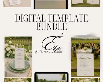 Wedding Template Bundle | Full Editable Canva Suite | Minimalist Wedding Stationery | Élyse Collection | Elegant Digital Download