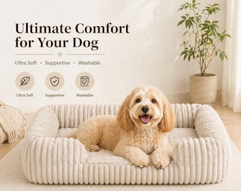 Orthopedic Dog Bed – Ultra Soft Plush Pet Bed with Anti-Slip Bottom, Washable, Supportive & Cozy Dog Sofa for Small to Large Dogs