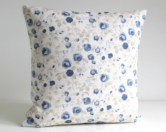 Funda de almohada decorativa, Shabby Chic, 16x16, 18x18, 20x20 Funda de cojín, Funda de almohada de flores, Almohada decorativa, Almohada de sofá - Mini flores azules