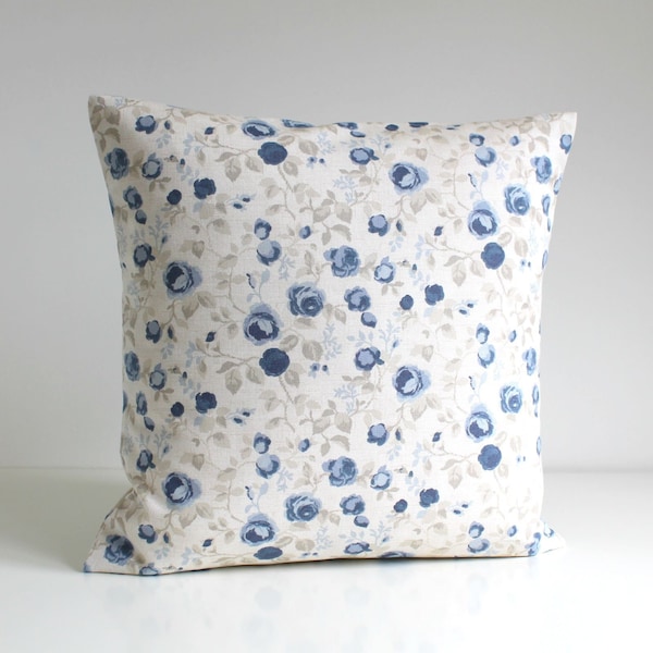 Decorative Pillow Cover, Shabby Chic, 16x16, 18x18, 20x20 Cushion Cover, Flower Pillow Sham, Accent Pillow, Sofa Pillow - Mini Flowers Blue