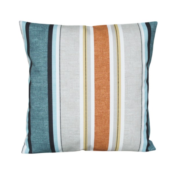 Stripe Pillow Cover, Cushion Cover, Teal Pillow Sham, Cotton Pillowcase, Accent Pillow - Multi stripe spice