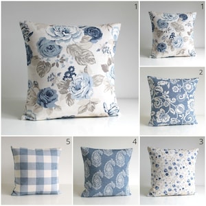 Pillow cover blue cushion cover floral shabby chic decor cottage chic decor pillow cover - Shabby Chic Blue Collection