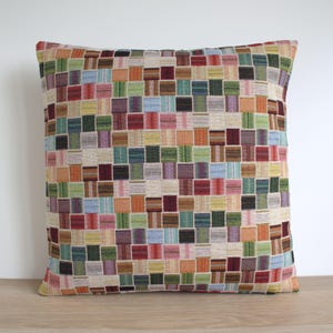 Boho Patchwork Pillow Cover – Handmade Cotton Cushion, Colourful Geometric Sofa Decor