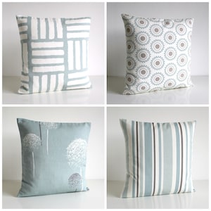 Scandi Pillow Cover: Pale Blue Duck Egg Cotton Cushion, Handmade