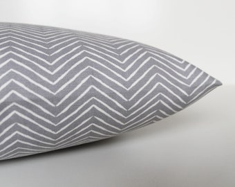 Grey and White Chevron Cushion Cover, Contemporary Gray Pillow Cover, Handmade in England, Ideal Gift for Modern Home Decor Lovers