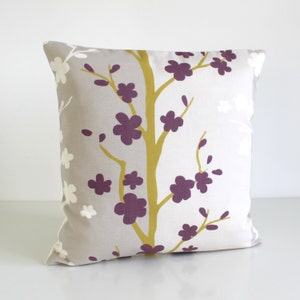 10x10 inch, Purple cushion cover, pillow cover, sofa pillow, scandinavian, pillow case, pillow sham, slip cover Aubergine Collection 4 Nordic Blossom